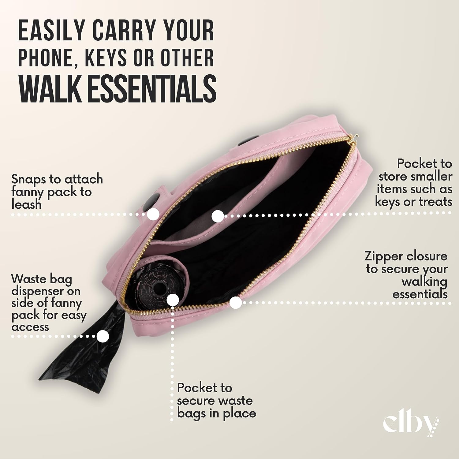 Elby, Hands Free Dog Leash with Treat Pouch - The Ultimate Walking Companion